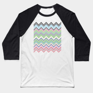 Random Color Pattern with Zig Zag Lines, random color Baseball T-Shirt